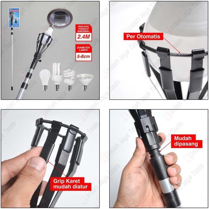 Kenmaster Km-021 Tongkat Lampu Ganti Lepas Bohlam Stick 2.4 Meter Terlaris