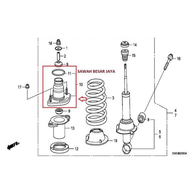 Base Mounting Rumah Support Suport Dudukan Shock Breaker Shockbreaker Belakang Honda Crv Cr-V Re Gen