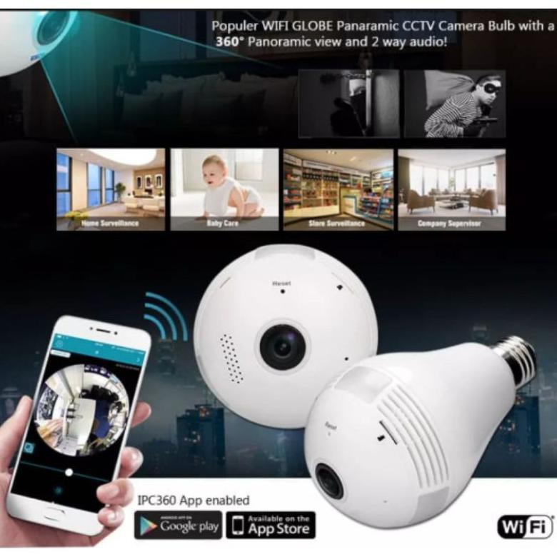 NOVELLEAMARKET KAMERA CCTV IP CAMERA V380 BOHLAM LAMPU 360 VIEW WIFI WIRELESS / CCTV BOLA LAMPU ORIG