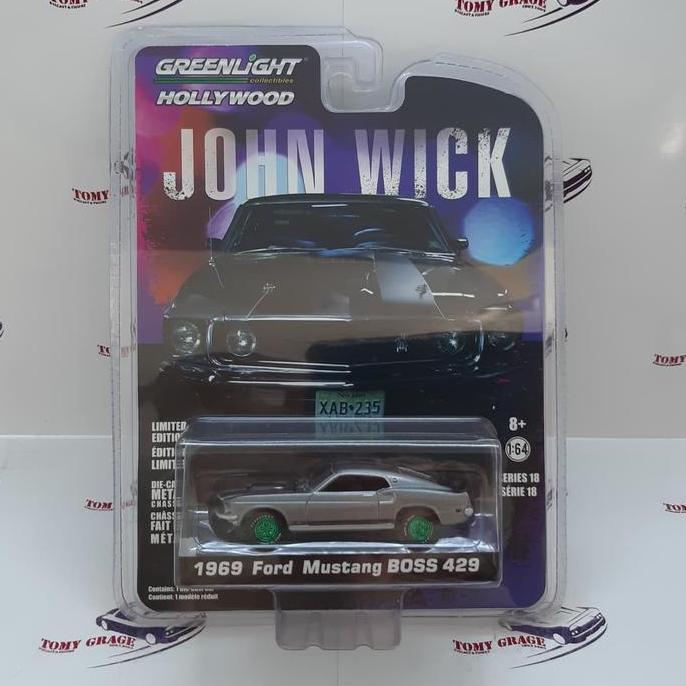 Greenlight John Wick 1969 Ford Mustang BOSS 429 GREEN MACHINE CHASE