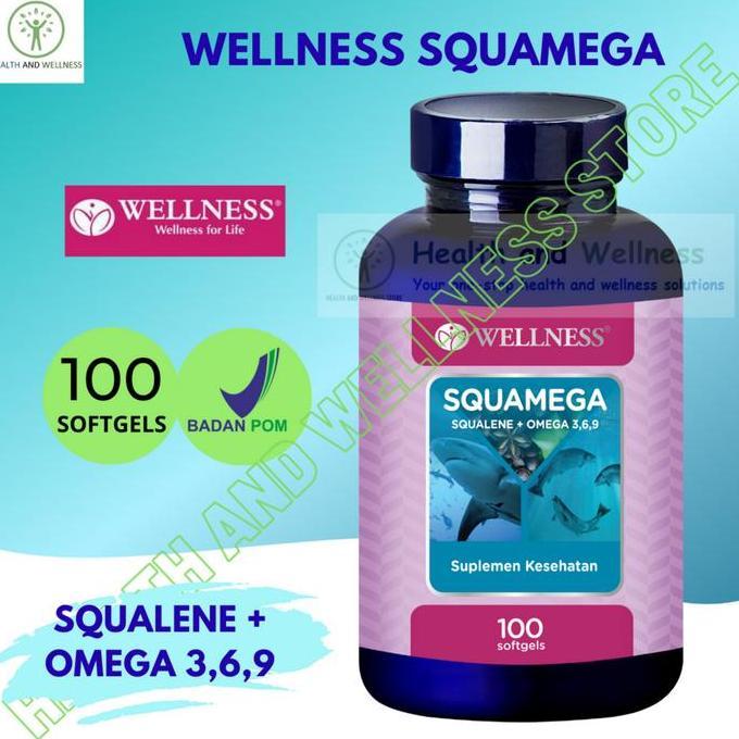 Wellness Squamega Squalene Omega 3 6 9 100 Softgels Terbaru !!!