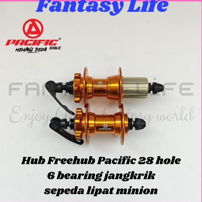 Fantasy Hub freehub PACIFIC model cassate 28 hole jangkrik depan 2 bearing belakang 4 bearing warna 