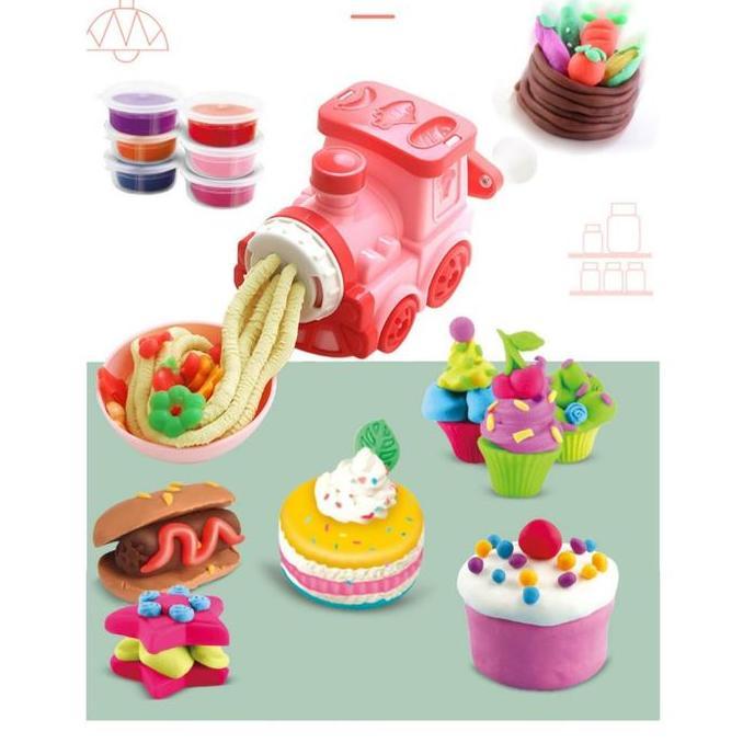 Mainan Anak Kereta Api Plastisin Cetakan Kue Mie Mainan Anak