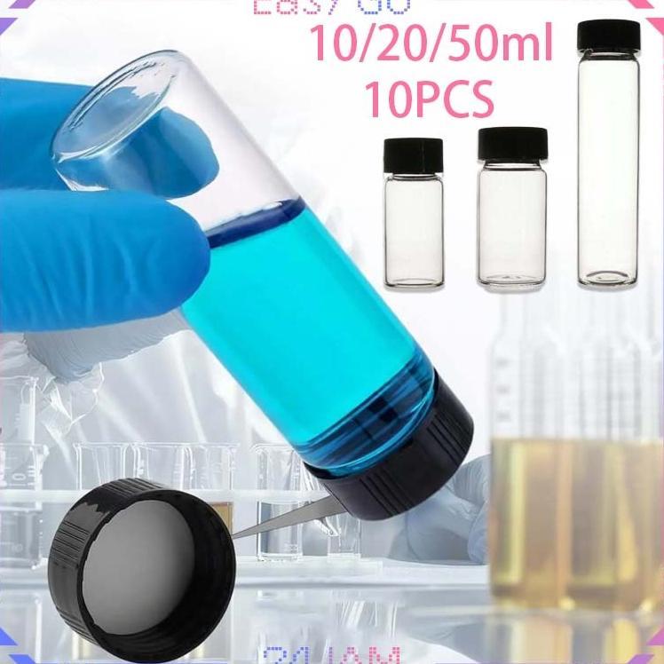 10Pcs/Set Botol Kaca Tutup Ulir 10Ml/20Ml/50Ml Botol Sample Parfum Multifungsi Botol Beling Kecil