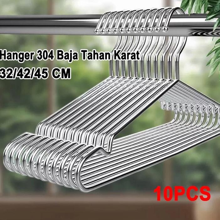 Olhome 3 Mm Hanger Baju Stainless Tebal 3 Mm Gantungan Baju 1 Paket 10 Buah