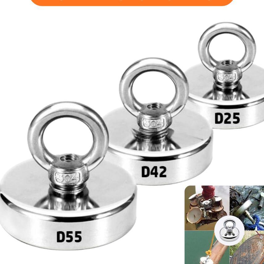 Magnet Neodium Super Kuat D42 Dan D55 Magnet Fishing Magnet Bulat