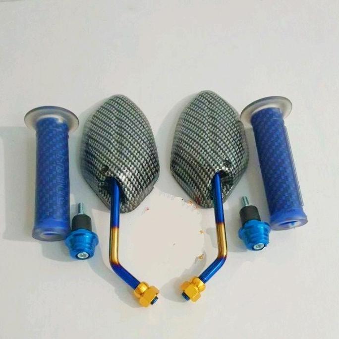 Promo {paket promo} spion beat mini+hangrip pelangi+Jalu as roda+stempel kaca variasi motor Honda be