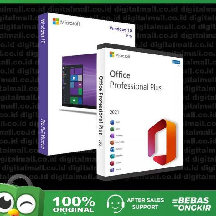 WINDOWS 10 PRO + OFFICE 2021 PRO PLUS LISENSI KEY ORIGINAL + DVD