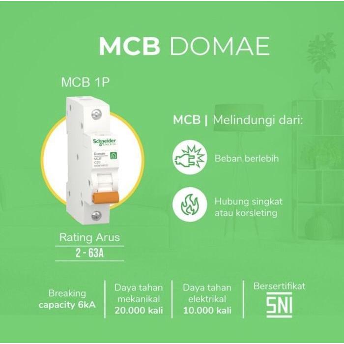 MCB 40 AMPERE 1 PHASE DOMAE 6KA SCHNEIDER ORIGINAL MERLIN GERIN ORIGINAL DAN TERPERCAYA