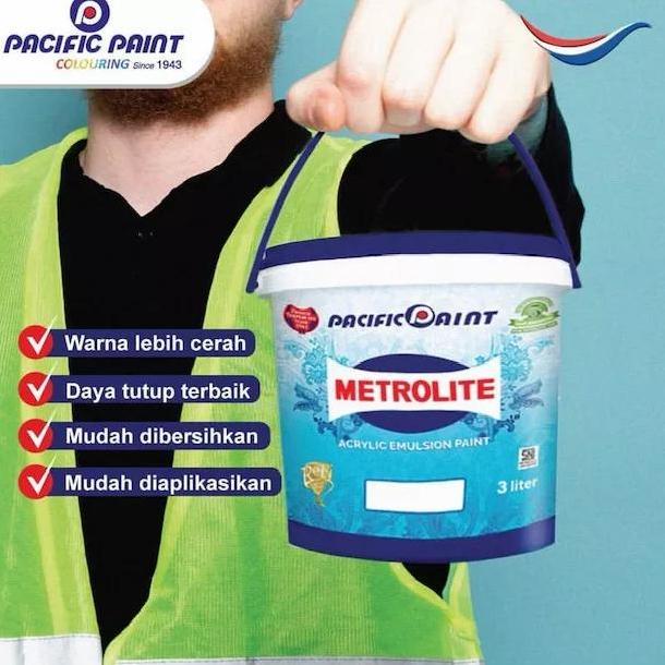 METROLITE CAT TEMBOK 3 LTR WARNA PUTIH KEBIRUAN / CAT DINDING METROLITE PASIFIC PAINT KUALITAS BAGUS