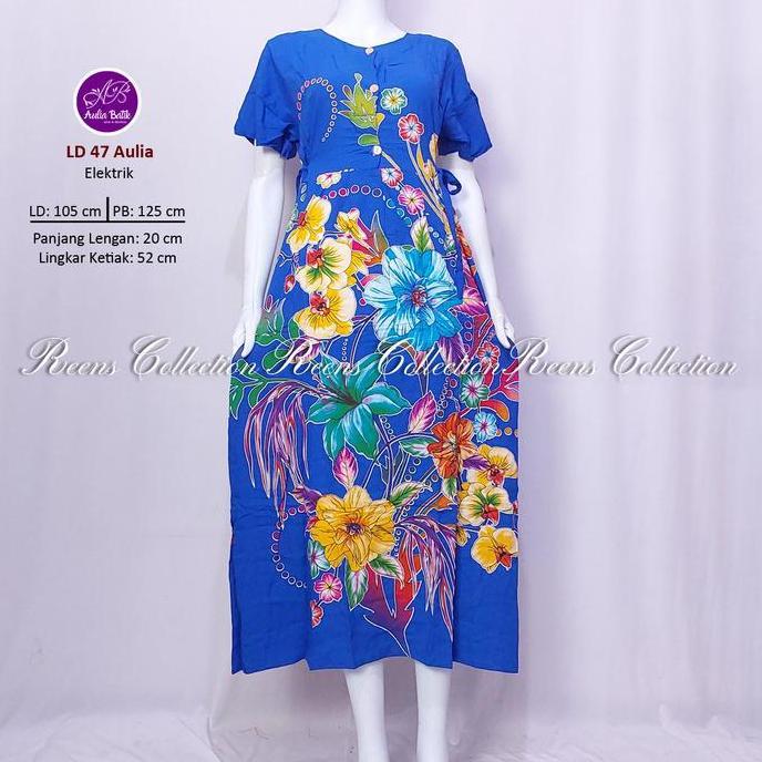 Vestito- Batik Aulia Longdress 47 Chibi Tali Pinggang Daster Panjang Semata Kaki Lengan Pendek Busui