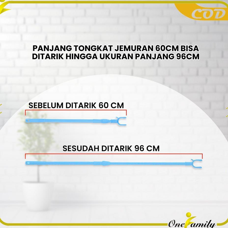 One-C1116 Tongkat Jemuran Pengait Pakaian Bisa Setel Panjang Pendek / Galah Hanger Gantungan Baju Di