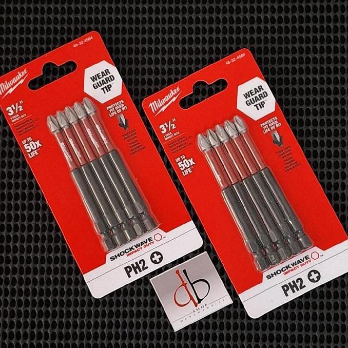 Milwaukee Shockwave Mata Obeng  Milwaukee PH2 Magnetic 89mm Set 5pcs Impact Rated