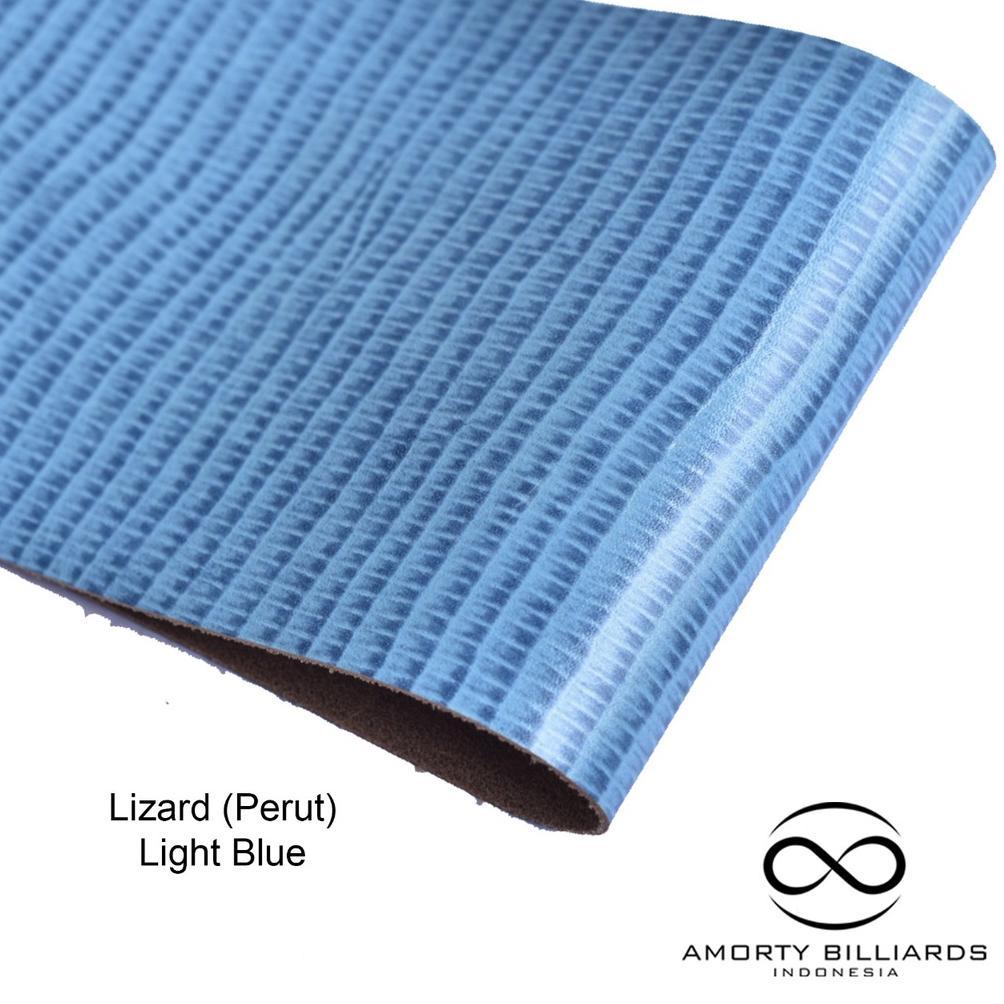 Cowhide Leather Lizard Perut Light Blue billiard