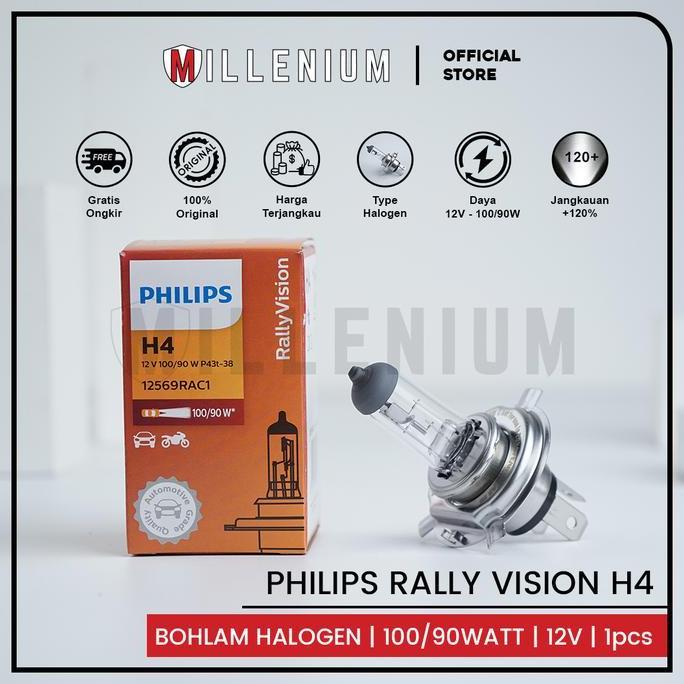 Bohlam Philips Lampu Headlamp Mobil H4 100/90 W 12v Ori