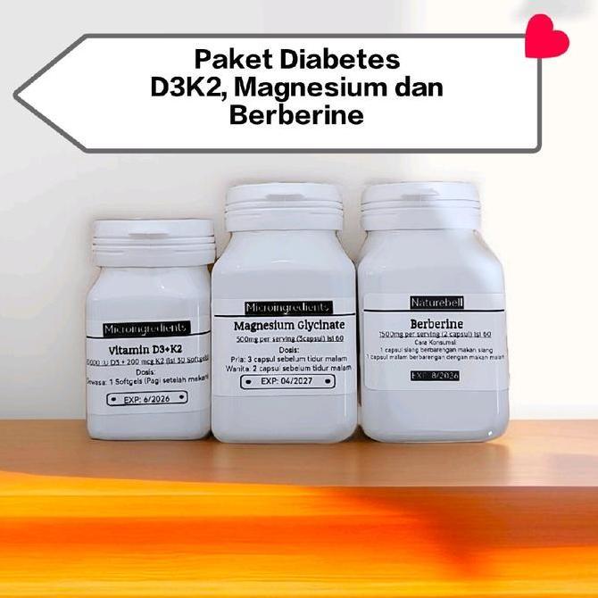 Paket Diabetes Vitamin D3+K2, Magnesium Glycinate Dan Berberine Terbaru !!!