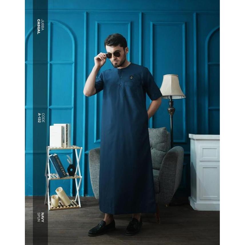 SAMASE Jubba Casual Reguler A132 Lengan Pendek Jubah Ghamis Pria Muslim Dewasa Terbaru Samase Offici