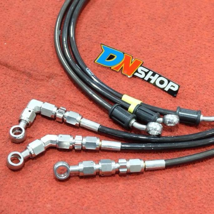 Murah Selang Rem Depan Hel 90Cm Fitting Stainless 45 90 Derajat