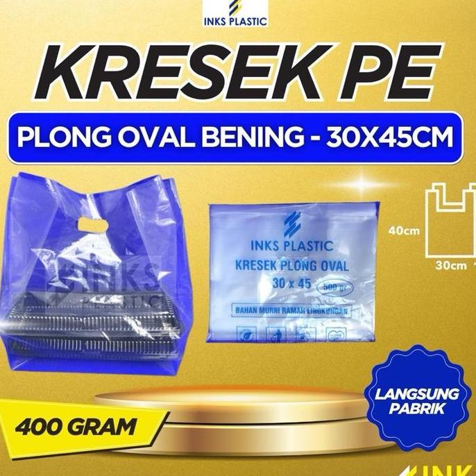 Akukamu- Kresek Pe Bening 30X45 Plong Oval Kantong Bening Transparan Tebal