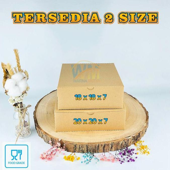 Sutoreji- (Isi 25Pcs) Kotak Box Nasi 18X18 / Dus Catering 18X18 / Box Cake Kraft  Laminating Brown /