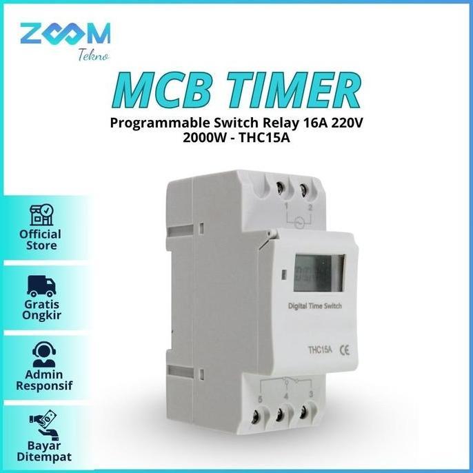 Mcb Timer Digital Stop Kontak Switch Relay Saklar Din Rail 220V Thc15A High Quality