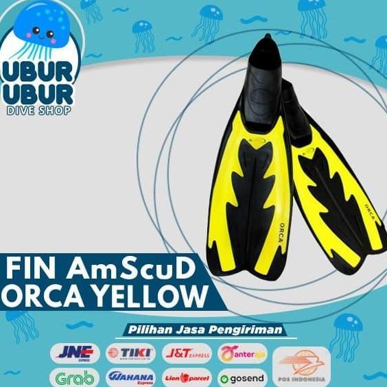 Fin AmScuD Full Foot ORCA YELLOW - Kaki Katak Selam/Diving/Snorkling