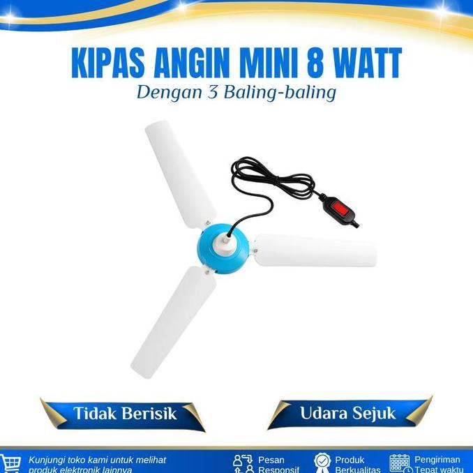 KIPAS ANGIN GANTUNG PLAFON KIPAS ANGIN NIGA 8 WATT 3 BALING-BALING