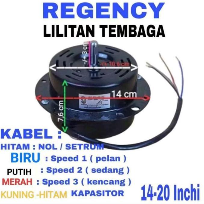 Dinamo Kipas Angin Regency 14 - 20 Inch LILITAN TEMBAGA Dinamo Kipas Angin Besi Tornado