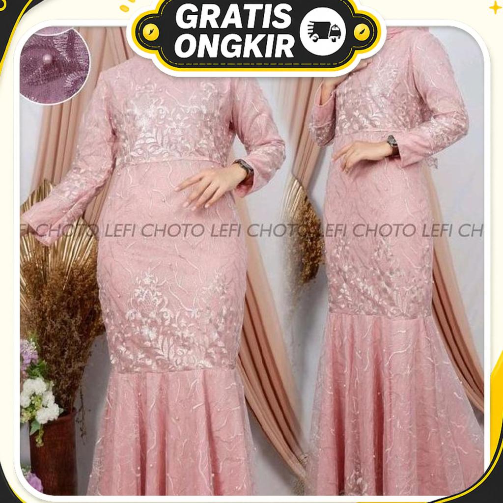 Gamis Duyung Mutiara / Gamis Pesta Wanita /Dres Brokat