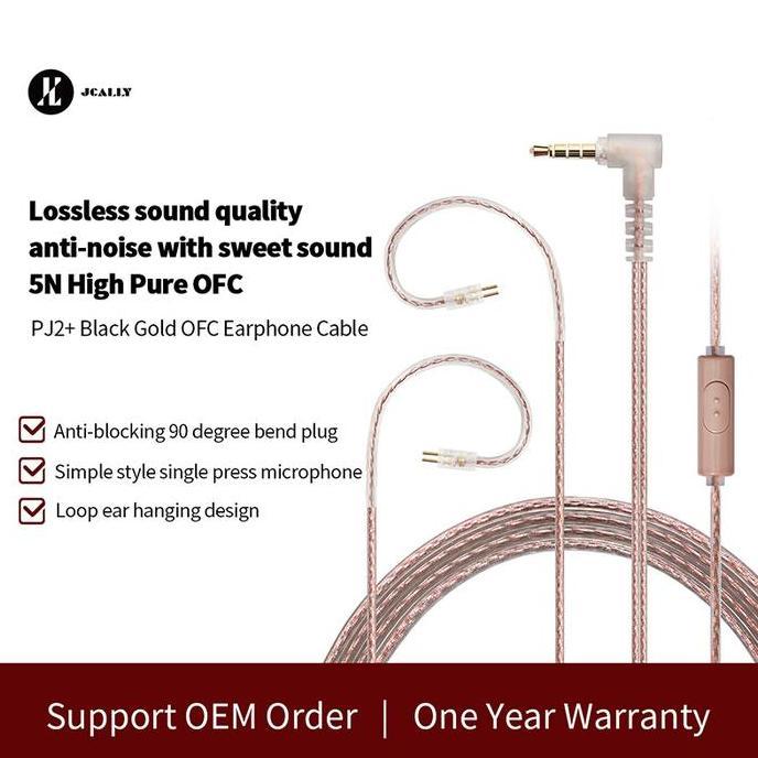 JCALLY PJ2 5N OFC Black Earphone kabel with MIC