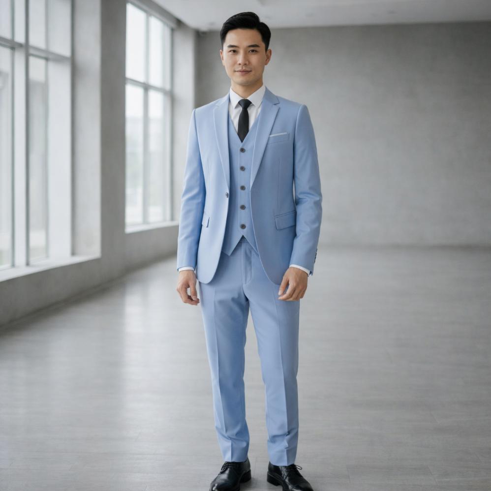 Free Ongkir Blazer Jas Pria Warna Biru Muda Elegan | Setelan Cyan Event Slimfit Modern