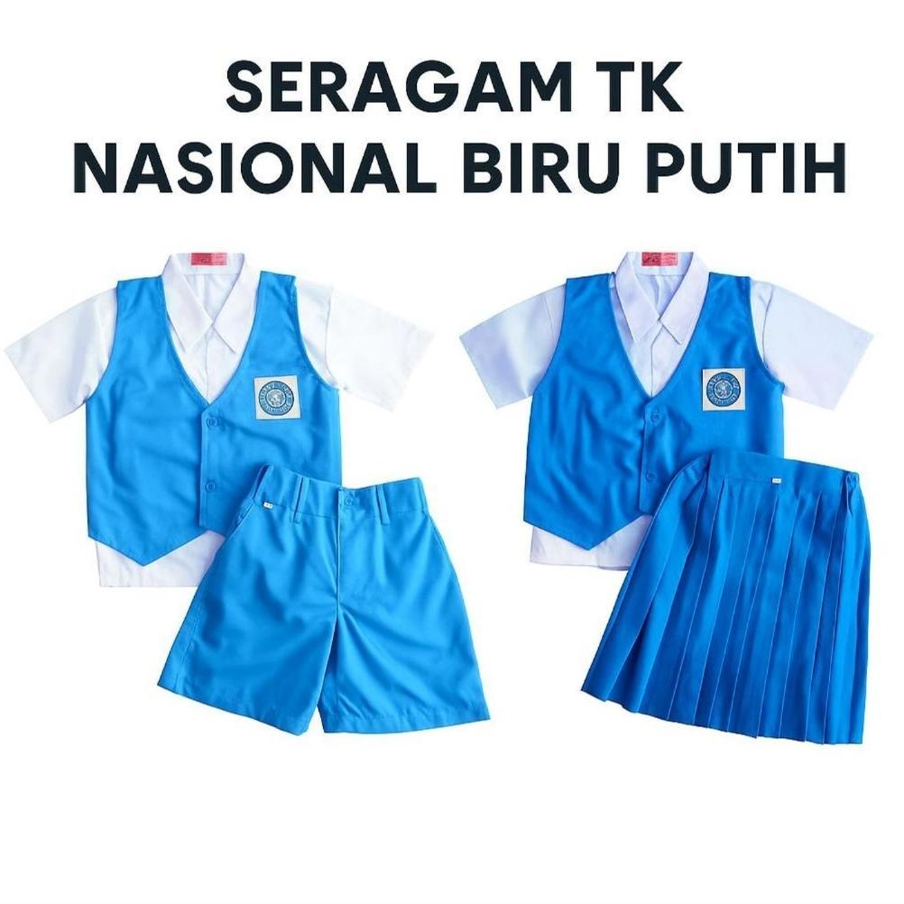 Free Ongkir Seragam Tk Nasional Biru Putih Pendek Anak Laki-Laki