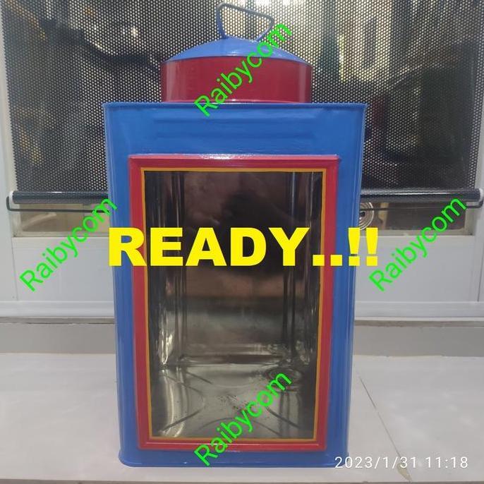 Kaleng Kerupuk Jadul Warung Blek Toples Kaca Krupuk Putih Besar 23x35