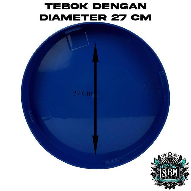 TEBOK PLECI MOTIF DIAMETER 27CM WARNA TOSKA | WADAH UNTUK SANGKAR KANDANG BURUNG PLECI