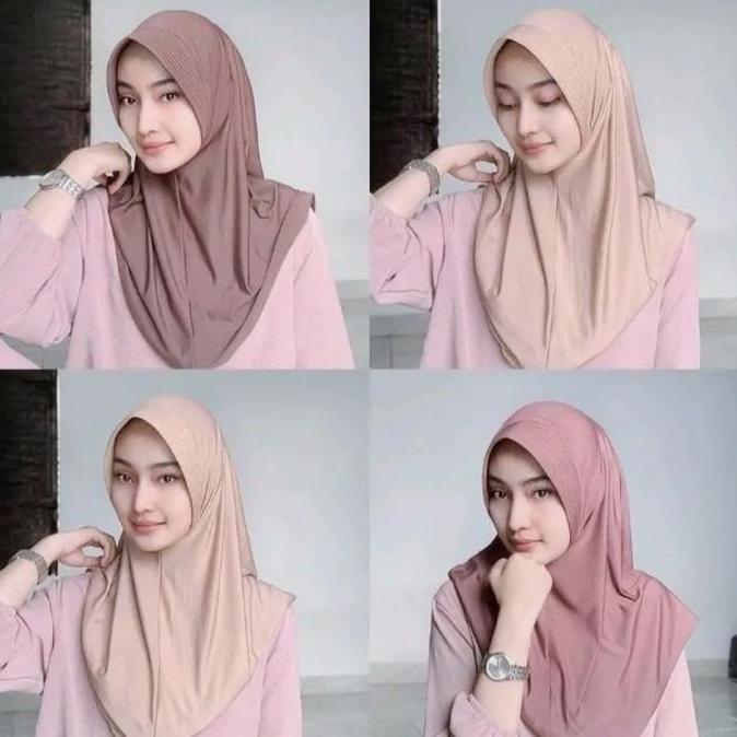 Gersangseller - Jilbab  Instan Bergo Hamidah Jersey / Bergo Sport Jersey Wanita - kerudung coklat pr