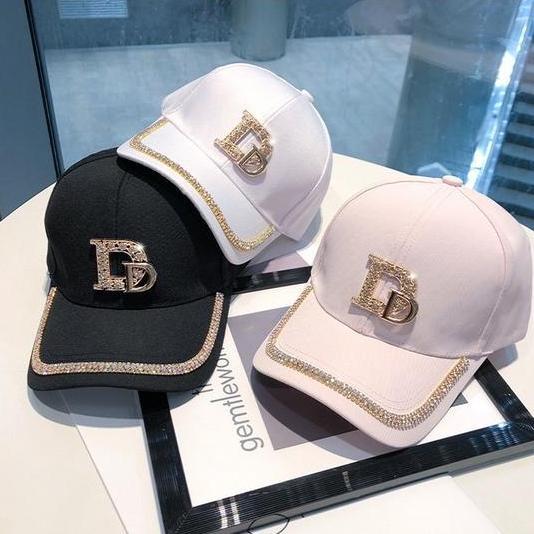 Caramel - Topi Baseball Double D Manik Casual Cap Sport Distro Bahan Katun Kuning Putih Pink Outfit 