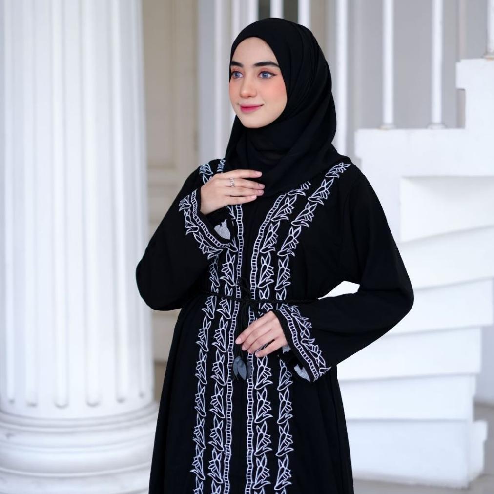 TERLARIS Abaya Bordir Gamis Arab Hitam Abaya Hitam Turkey Bordir