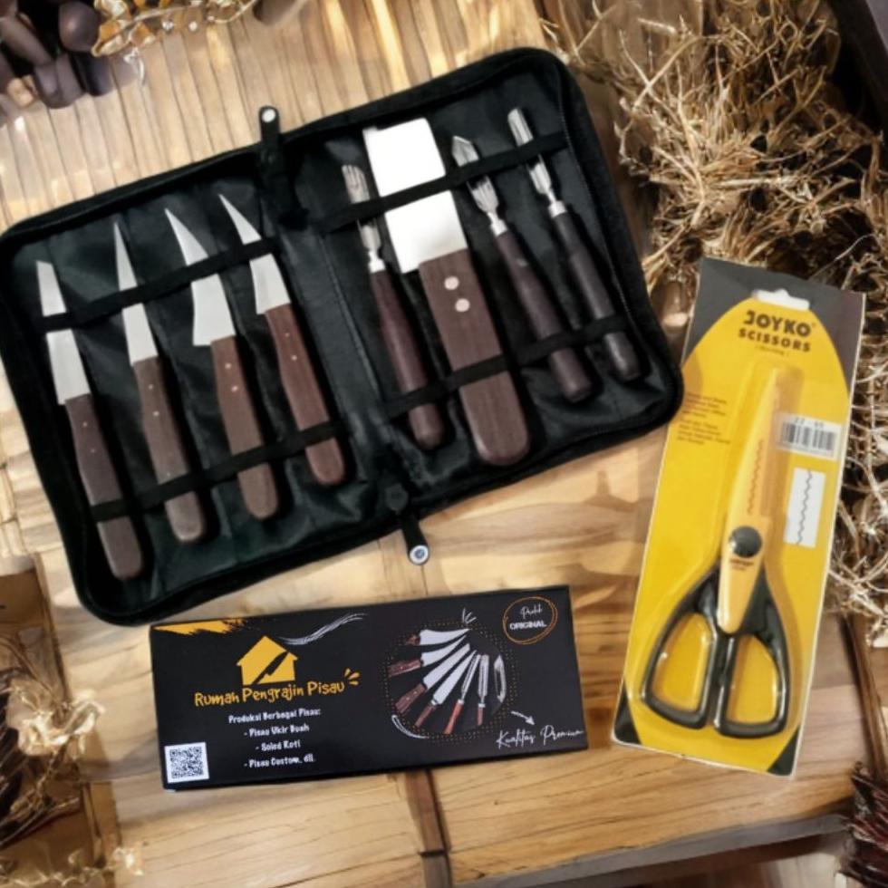 Pisau Ukir Buah Premium Class A | Pisau Garnish | Pisau Carving | 1 Set Lengkap