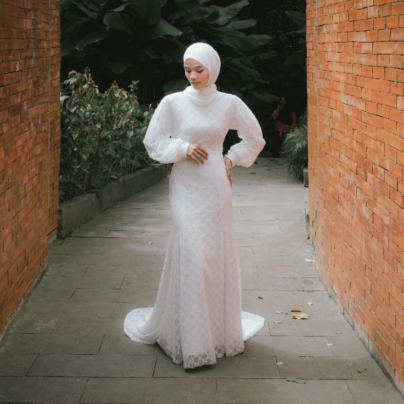 Best Seller Cod Mureen Dress Long Tail Bygiagio Dress Akad Simple Gaun Wedding Pernikahan Baju Musli