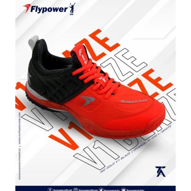 Cuci Gudang Sepatu Flypower Rio Gold V1 Blaze  Sepatu Badminton