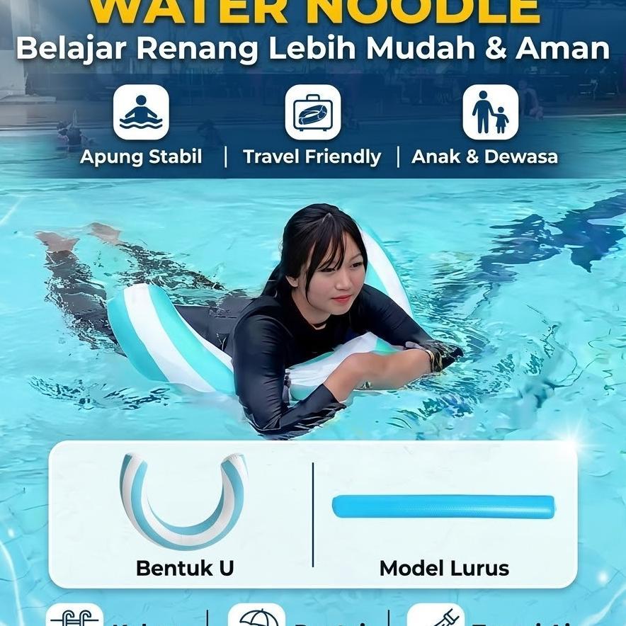 Pelampung Renang Water Noodle Inflatable Stick Mainan Kolam Renang Anak & Dewasa Pompa Tiup Portable