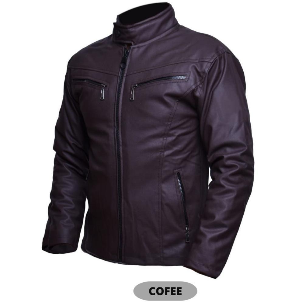 Terlaris Jaket Kulit Polos Pria Bikers Bkr006 | Jaket Touring | Jaket Semi Kulit Distro Bankers Band