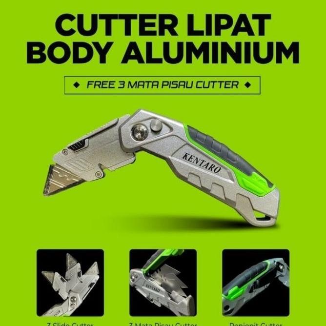 Kentaro Pisau Cutter Lipat Aluminium + 3 Mata Pisau / Folding Trimming Knife