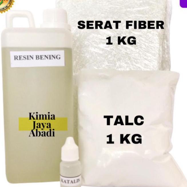 Paket Resin Bening ( Resin Bening 1 Kg + Serat Fiber 1 Kg + Katalis 20 Gr + Talc 1 Kg)