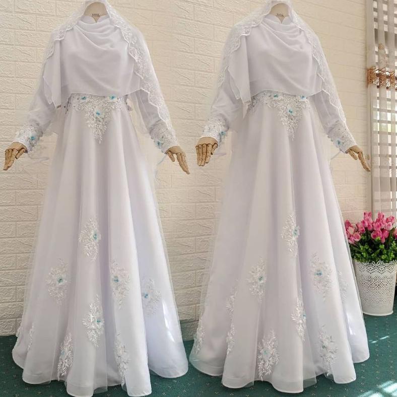 Free Ongkir Gaun Pengantin Syar'I / Gaun Akad / Gaun Murah / Gaun Muslimah