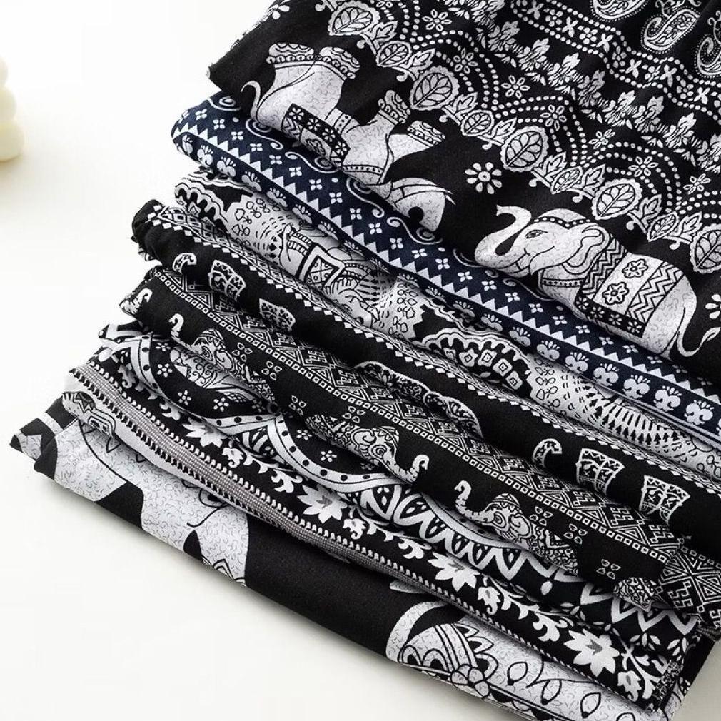Bergaransi Celana Kulot Gajah Thailand Hitam Putih - Celana Kulot Rayon Motif Gajah - Celana Rayon