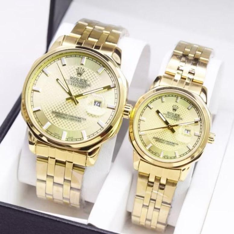 Original Terlaris Jam Tangan Pria & Wanita Rolex Jam Tangan Couple Rolex Tanggal Aktif Free Box & Ba