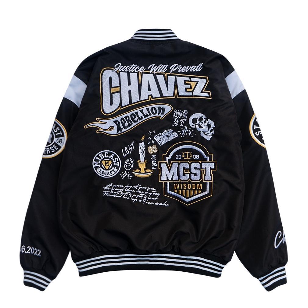 Original Miscast Varsity Jacket Vintage Chavez Hitam