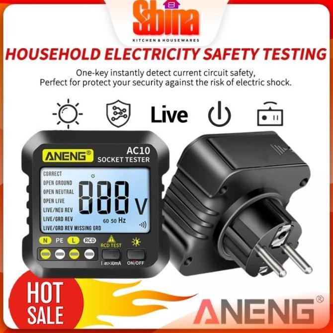 GARAVAR Stop Kontak Voltage Tester Detector Grounding Wire Voltmeter EU Plug