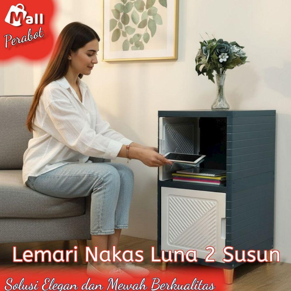 Mall Perabot | Lemari Wardrobe Nakas Luna Meja Samping Kamar Tidur Persegi Plastik Minimalis Bedside